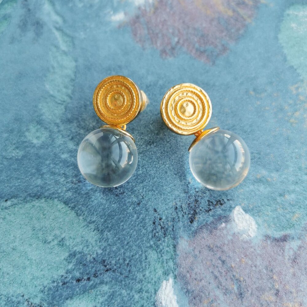 Julie Vos Madison Gold Stud Earrings Clear